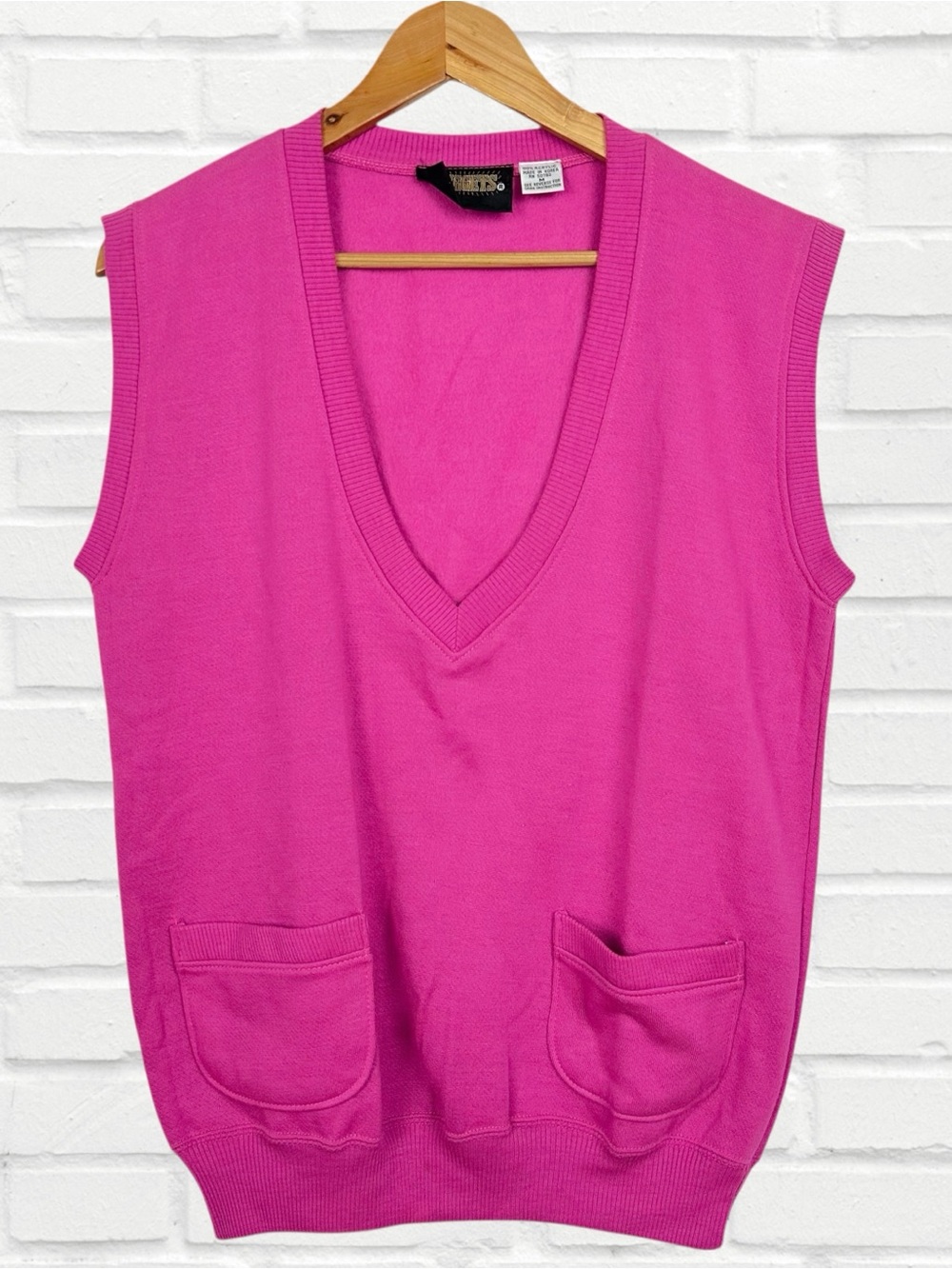 Vintage 90s V Neck Fleece Lined Sleeveless Pullover Oversized Sweatshirt Vest M